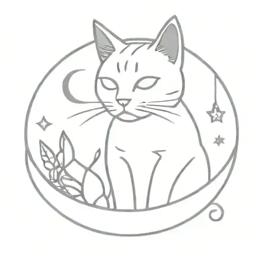 Chibi Cat With Crescent Moon