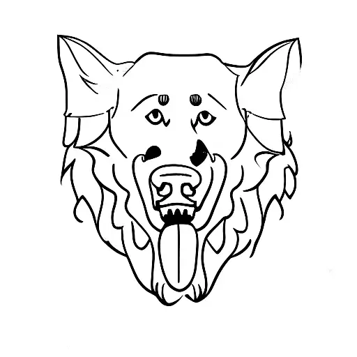 A Minimalist Tattoo Of A German Shepherd Holding A Nike Shoe In Its Mouth