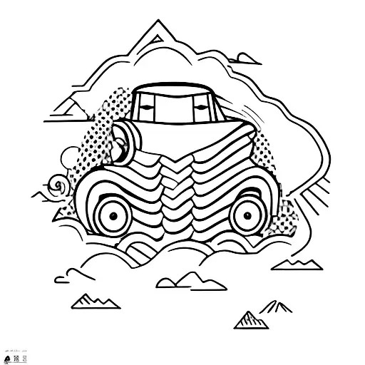 A Car Driving Up A Hill And Going Around A Corner