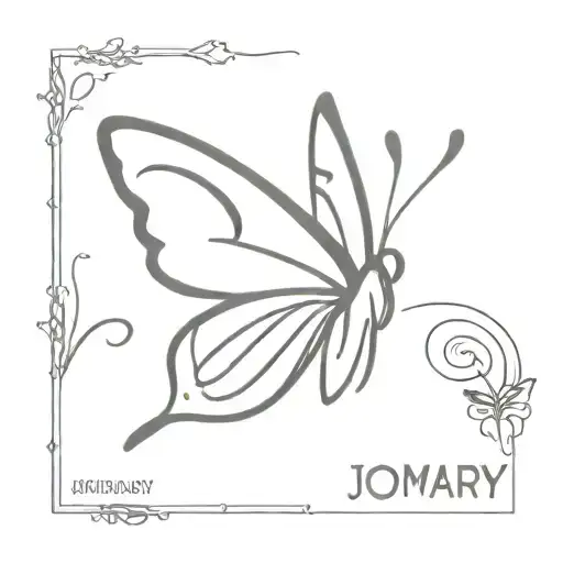 Butter Fly With A Word 'Jomary'