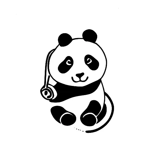 Panda Whit Headphones