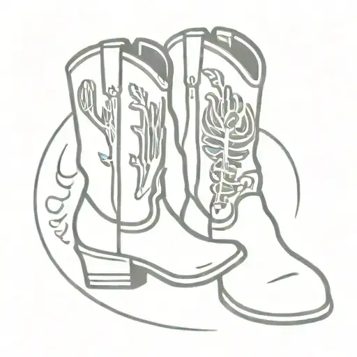 Cowboy Boot And Skeleton Foot