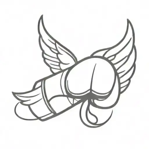 A Minimalist Tattoo Of A Boxing Glove With Wings Symbolizing Strength And Freedom