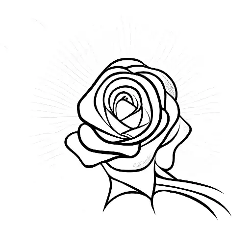 Single Line Tattoo Of A Hand Holding A Rose