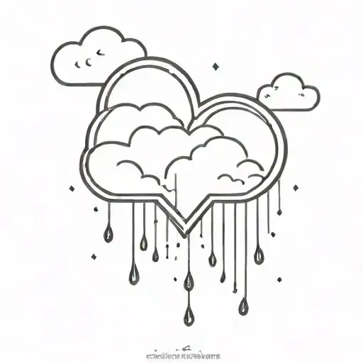 Cloud Pouring Rain Onto A Black Heart Symbolizing Cleansing Of The Heart