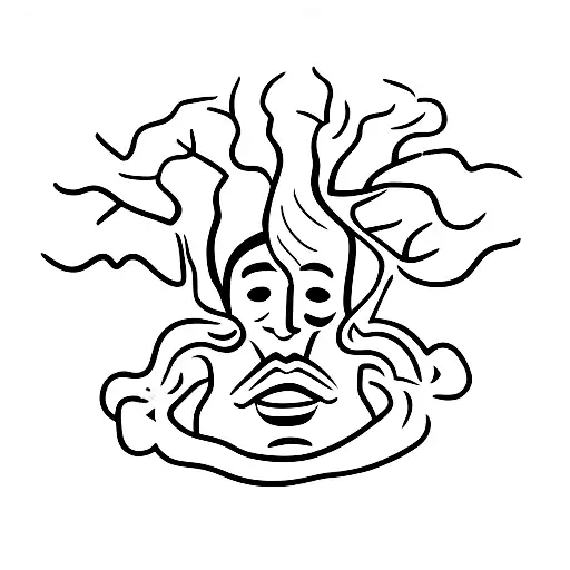 A Man With Many Tree Roots Coming Out Of His Head