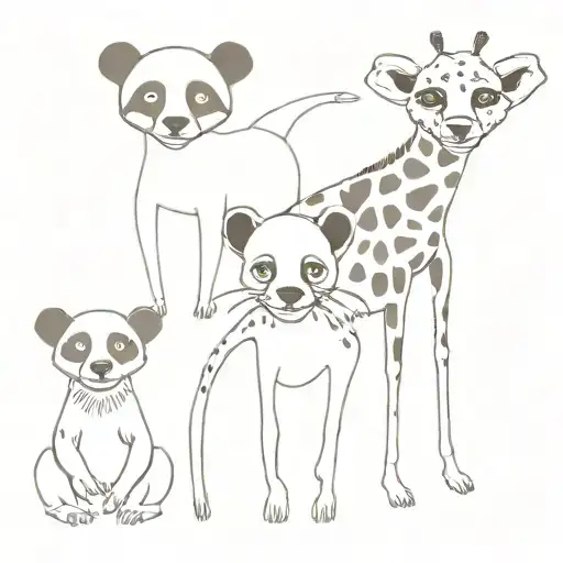 Meerkat Panda Frog And Giraffe Full Body