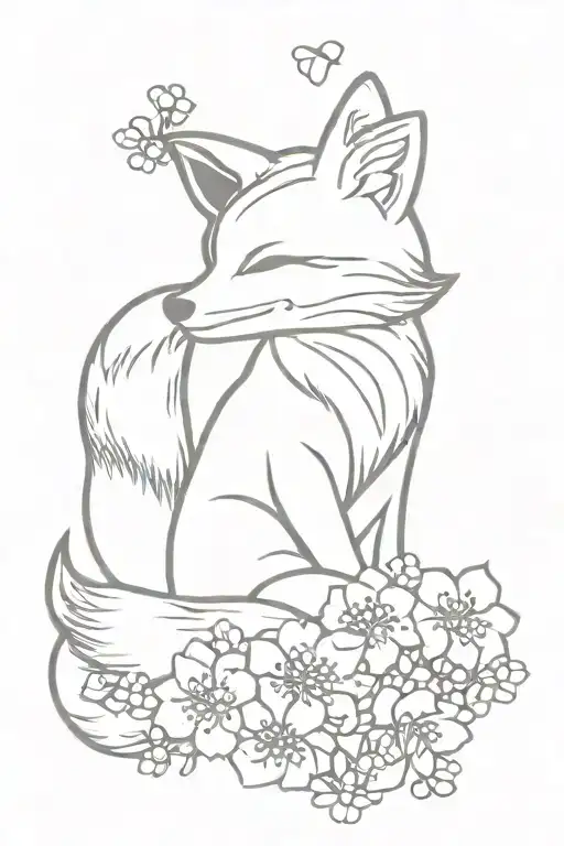 Fox Omamori Cherry Blossom