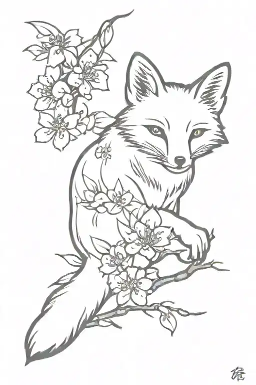 Fox Japanese Talisman Cherry Blossom