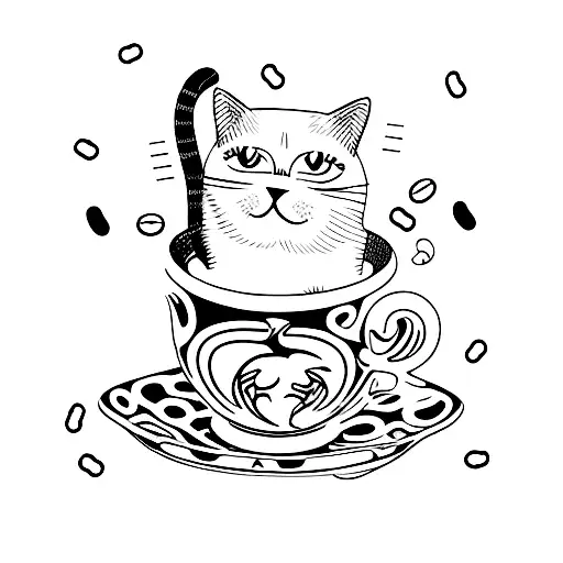 Cat In A Coffee Cup