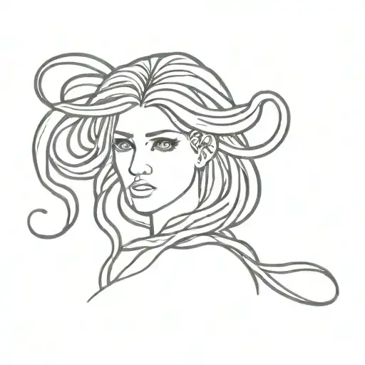 Minimalist Medusa With Straight Hair Line