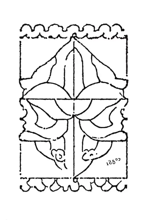 Portugese Stamp Tattoo With 1985 And Pattern Of Tile