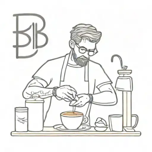 A Sketch Of A Barista Preparing Coffee With A Bold Font Quote In The Background