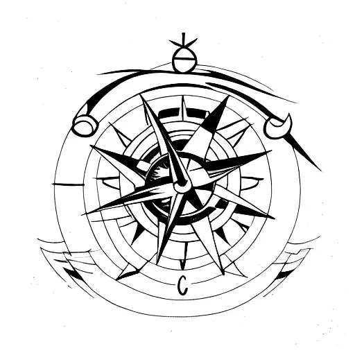 A Minimalist Fox And Compass Design Merged Together