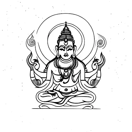 A Minimalist Tattoo Of The Hindu God Brahman Surrounded By A Galaxy