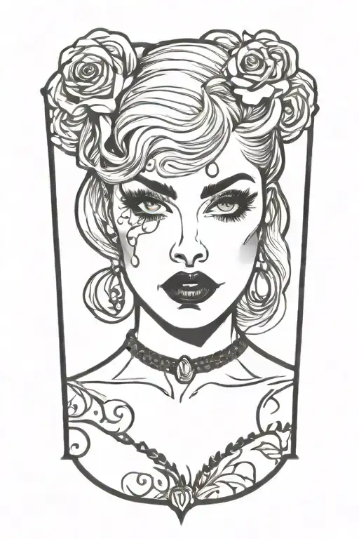 Pinup Girl Goth Black Eyes