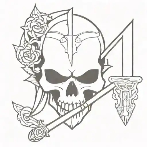 Bad Skull Wearing Armor Holding A Sword