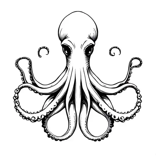 Minimalist Outline In Black Of An Octupus Whose Legs Are Together Like A Celtic Knot