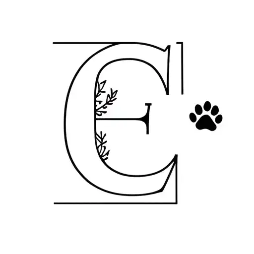 Capital E With A Dog Paw Next To It
