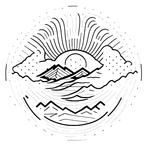 A Majestic Mountain Range With A Silhouette Of A Dog In The Foreground