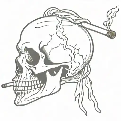 Skull With A Cigarette Being Consumed