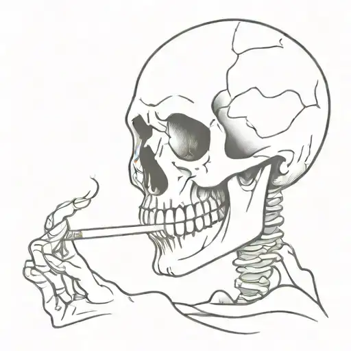 Skull With A Cigarette Being Consumed