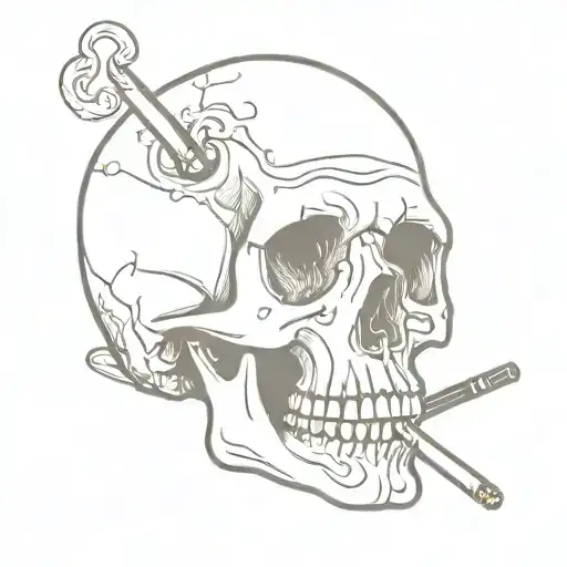 Skull With A Cigarette Burning