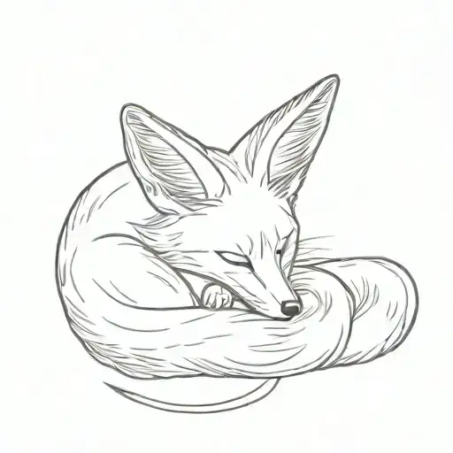 Fox Fennec Curled Up Sleeping