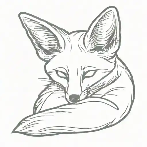 Fox Fennec Is Sleeping