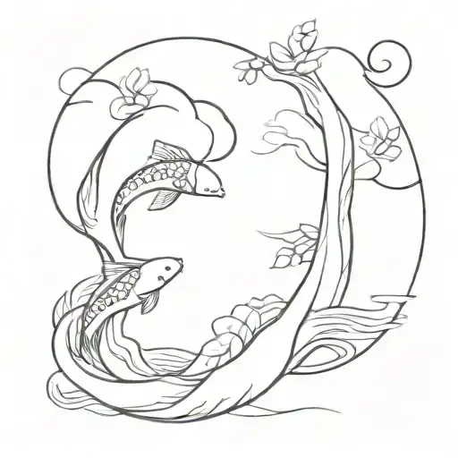 Kanagawa Wave Heart And Yin And Yang Koi Fish