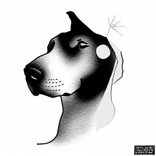 Black Dog With Yellow Bird