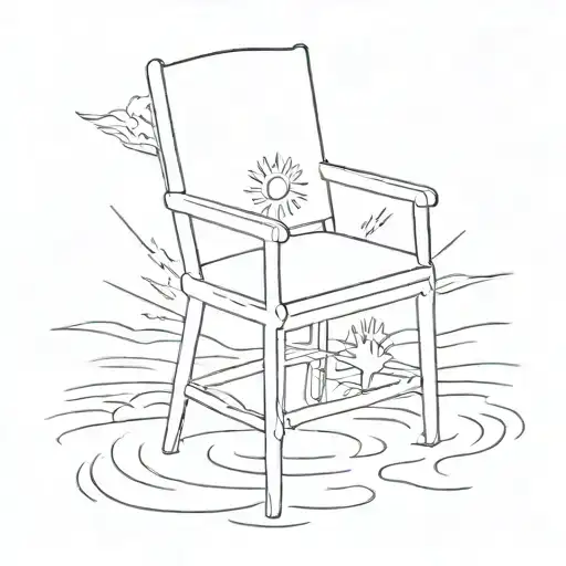 Small Chair That Says Lifeguard On Duty With Sun Rays