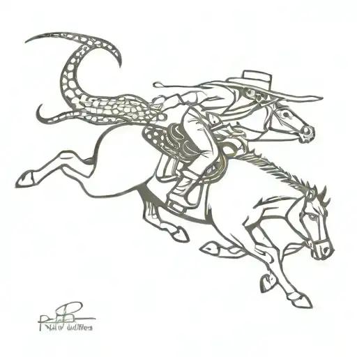 Rattlesnake And Cowboy On A Horse