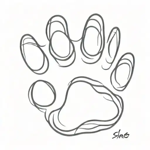 Dog Paw Tattoo Design Where The Dog's Muzzle And Eyes Are Located In A Simple And Beautiful Way