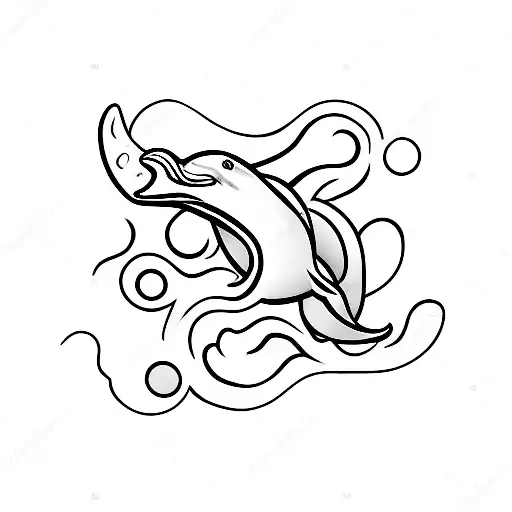 Wave And Dolphin And 2 Letter A