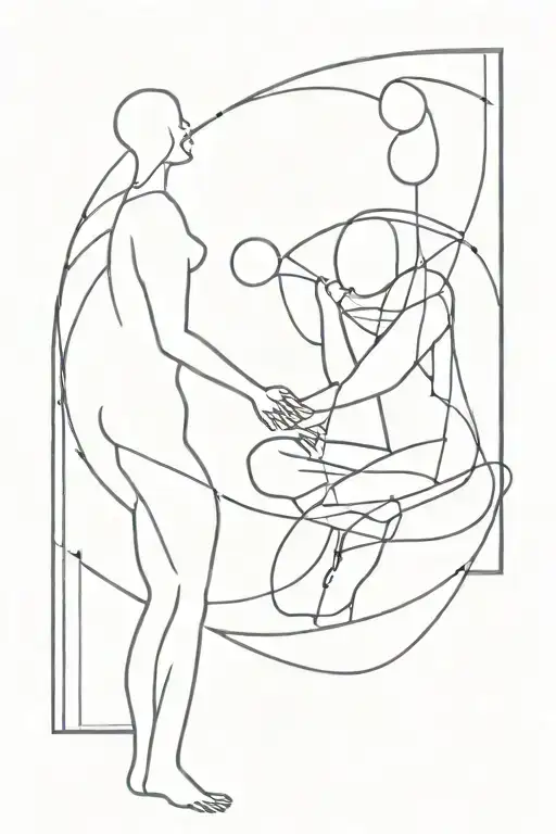 Simple Abstract Human Art Using Black Lines Depicting The Interfacing Between Therapist And Client