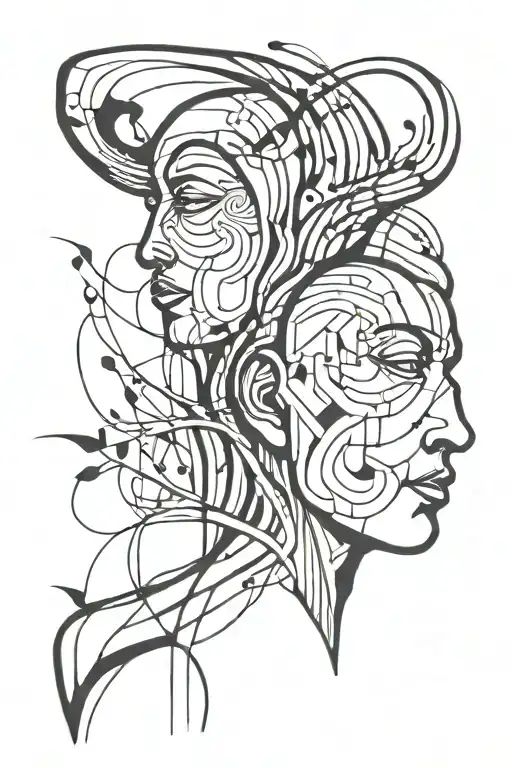 Simple Abstract Human Art Using Black Lines Depicting The Interfacing Between Therapist And Client