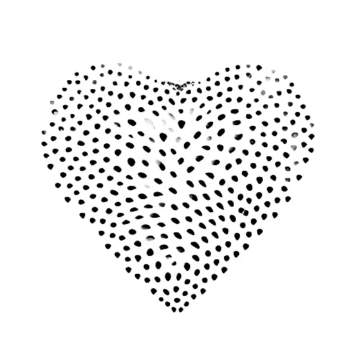 A Dog Paw Print Forming A Heart Shape With Intricate Dotwork Details