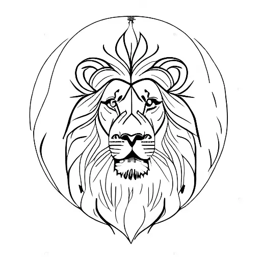 A Minimalist Lion Portrait With A Vinyl Record As Its Mane