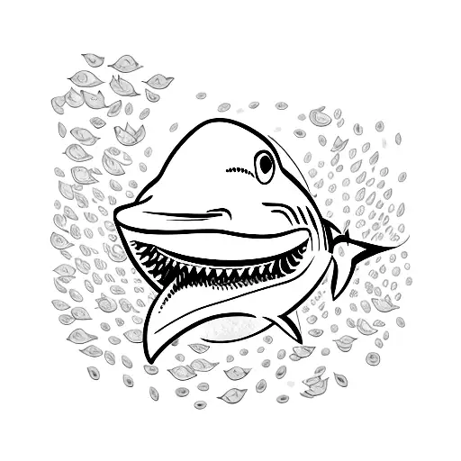 A Shark Surrounded By Sakura Petals