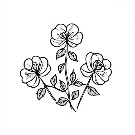 Four Little Clover With Roses