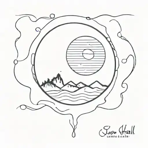 Sun And Hill In The Circle