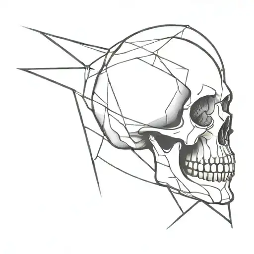 Create Minimalist Geometric Skull Valley With A Path Leading To Spiritual Enlightenment