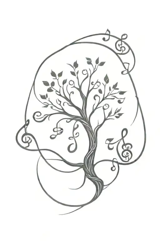 A Family Tree Intertwined With Musical Notes And Instruments