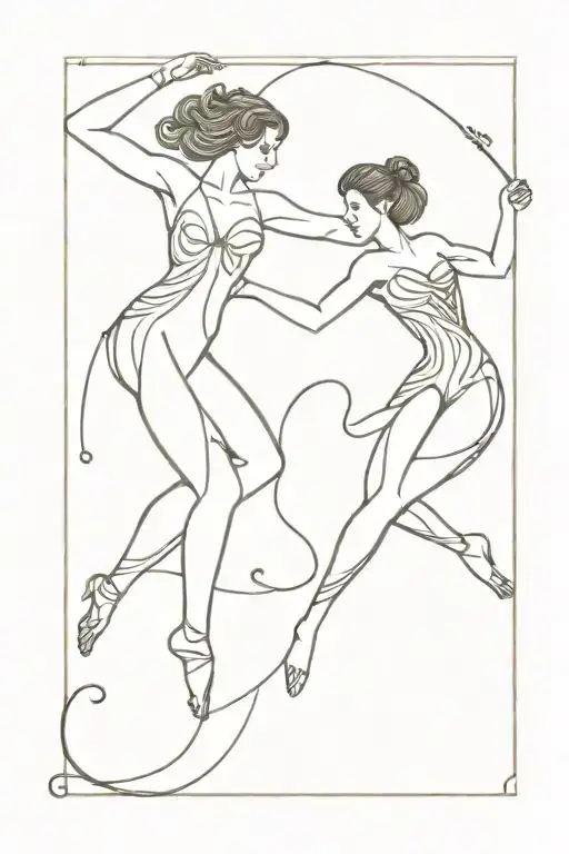 A Gemini Twins Dancing To The Rhythm Of A Mystical Music Instrument