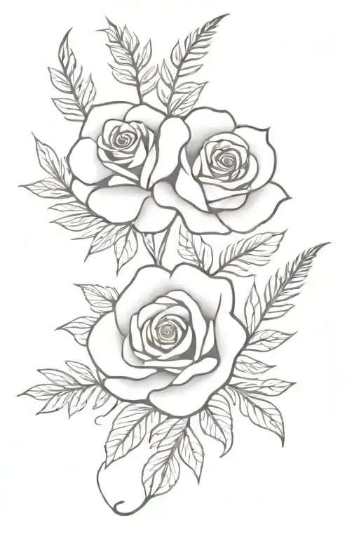 New Zealand Silver Fern And Rose Intertwined