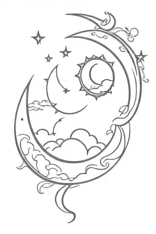 Sun And Crescent Moon