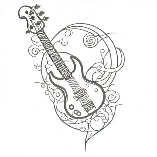 Create A Bass Guitar Design Incorporating Intricate Magical Symbols And Anime-inspired Elements