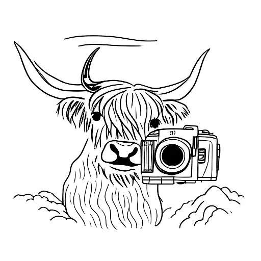 Highland Cow With A Camera