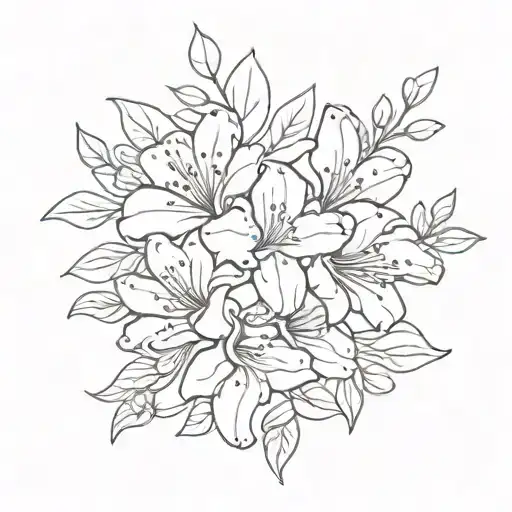 Four Azalea Flowers Intertwined